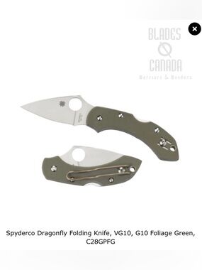 Spyderco Dragonfly Folding Knife, Foliage Green, C28GPFG